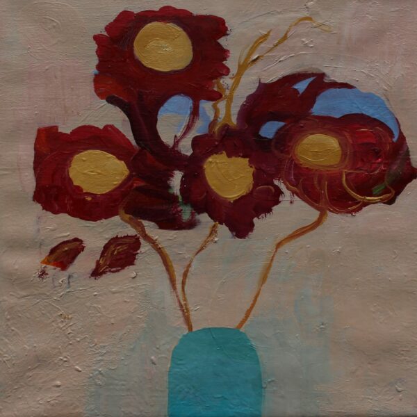 "Rød buket" olie 40 x 40