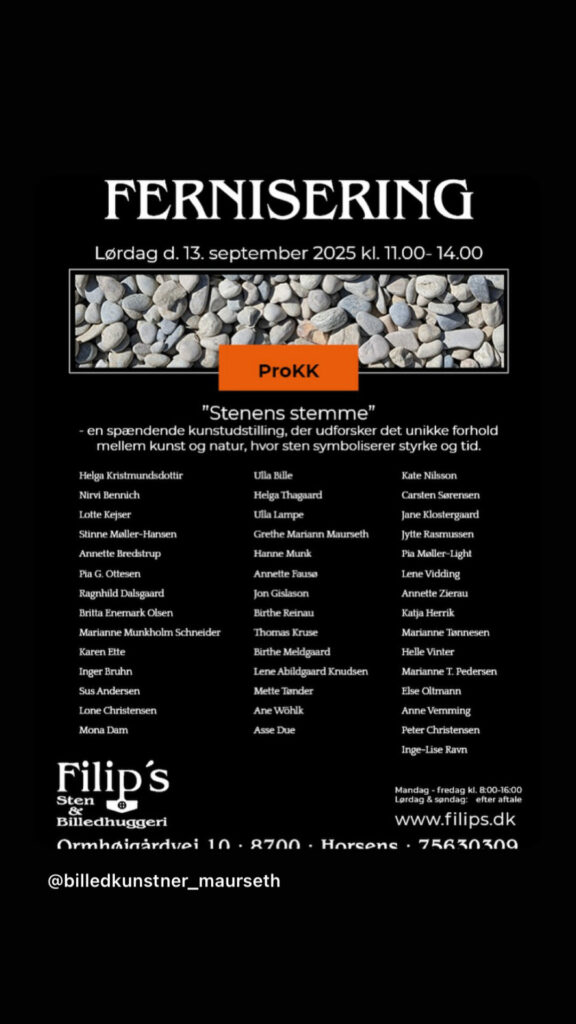 "Stenens stemme", en gruppe udstilling i regi af Professionelle kunstnere og kunsthåndværkere, Grethe Mariann Maurseth deltager med to akryl malerier, 25 x 25